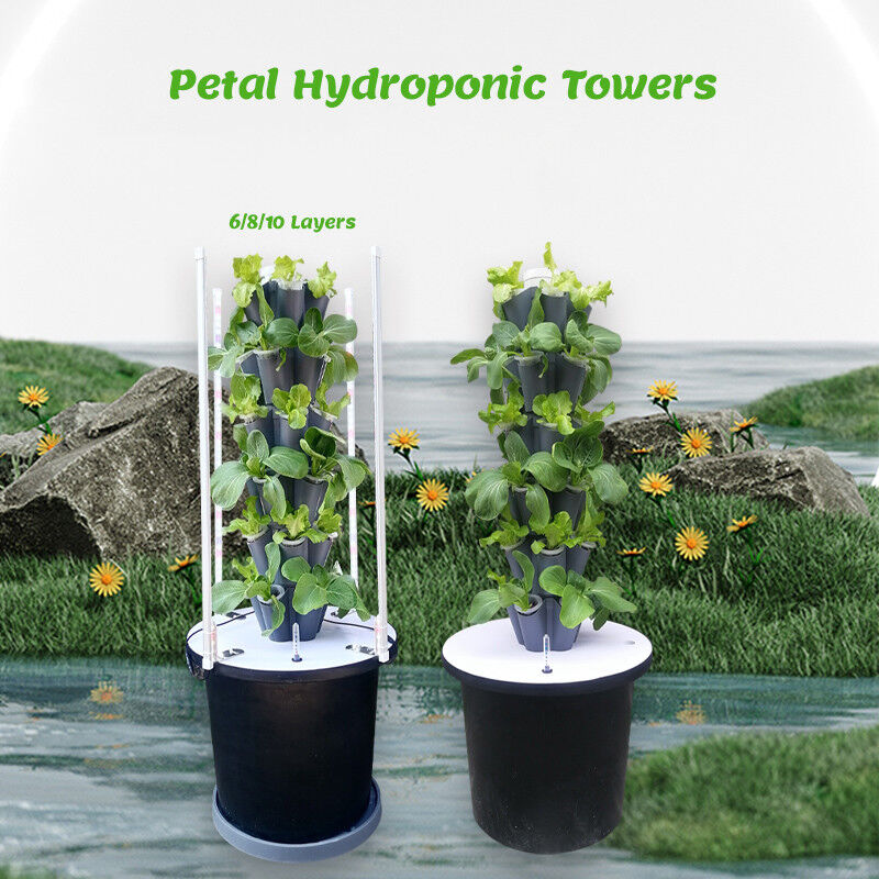 Sistema de cultivo de torres hidropônicas de pétalas de jardim 6/8/10 camadas Luz LED opcional