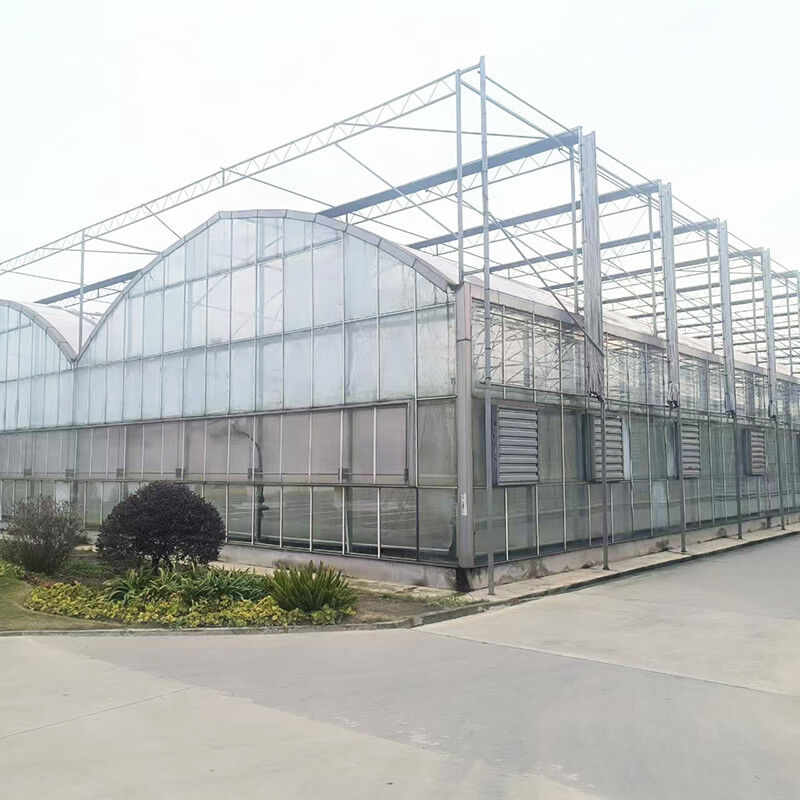 Moagem de telhados triangulares comercial de várias faixas grande túnel de vidro casa de flores de crescimento Gothic estufa
