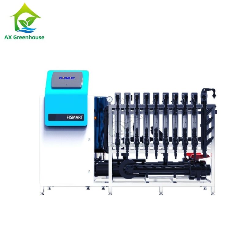 FISMART-C Máquina de fertilizantes de irrigação por gotejamento com 9 canais de fertilizantes 304 Estrutura de aço inoxidável e controlo EC/PH de precisão